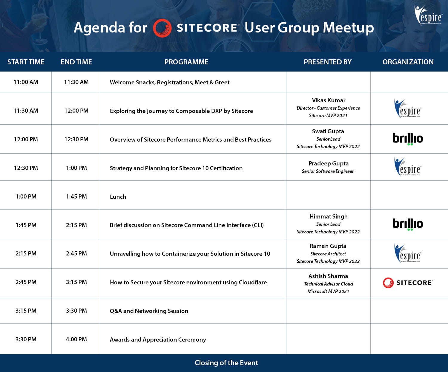 Sitecore user group meetup 2022 Agenda